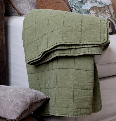 Aix Vintage Quilt Oliv Chic Antique Täcken, filtar, plädar och överkast Filtar Plädar Överkast