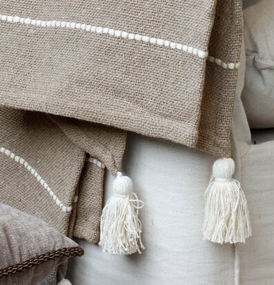 Pläd Taupe & Cream Chic Antique Täcken, filtar, plädar och överkast Filtar Plädar Överkast