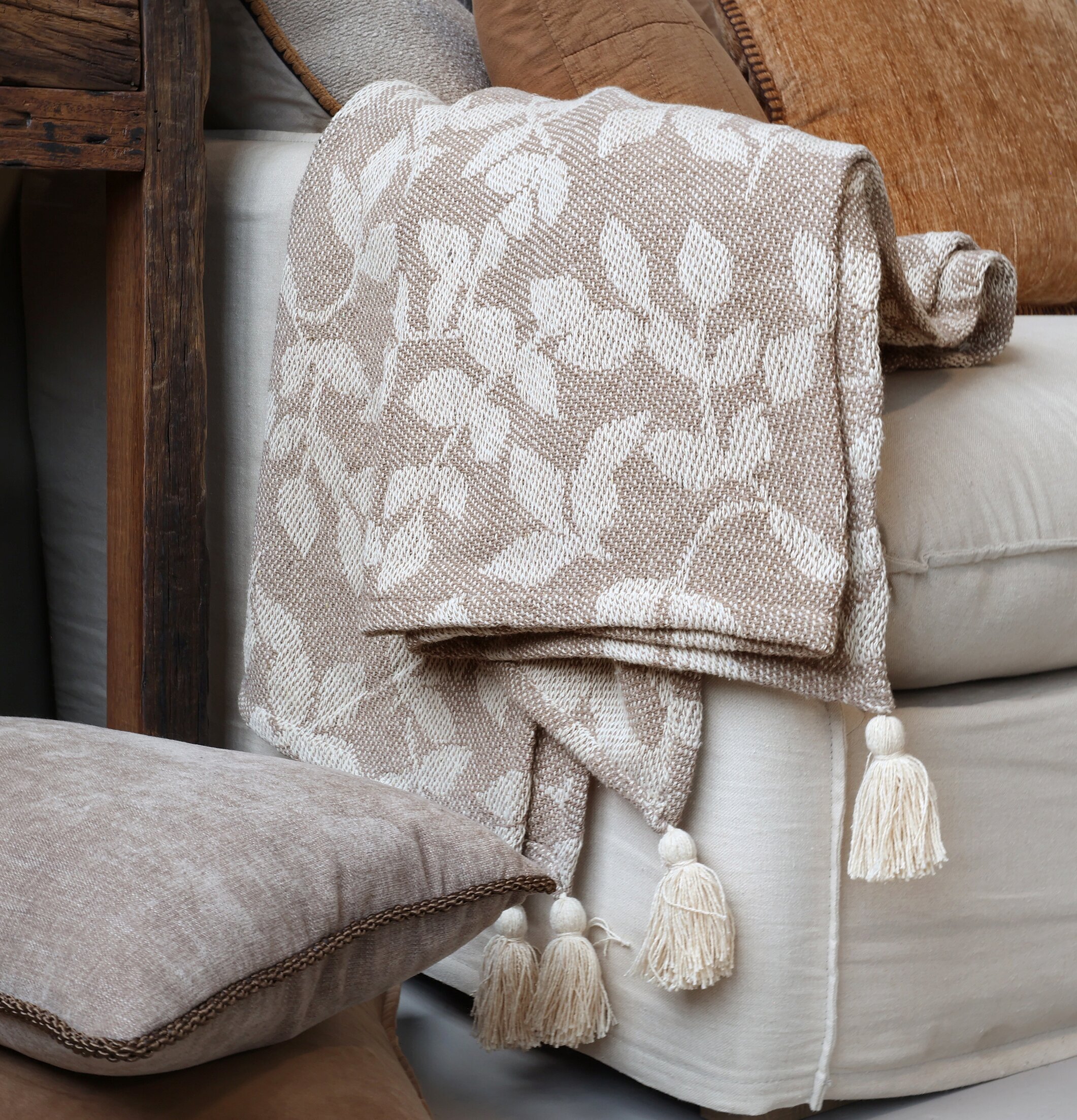 Pläd Taupe & Cream Chic Antique Täcken, filtar, plädar och överkast Filtar Plädar Överkast