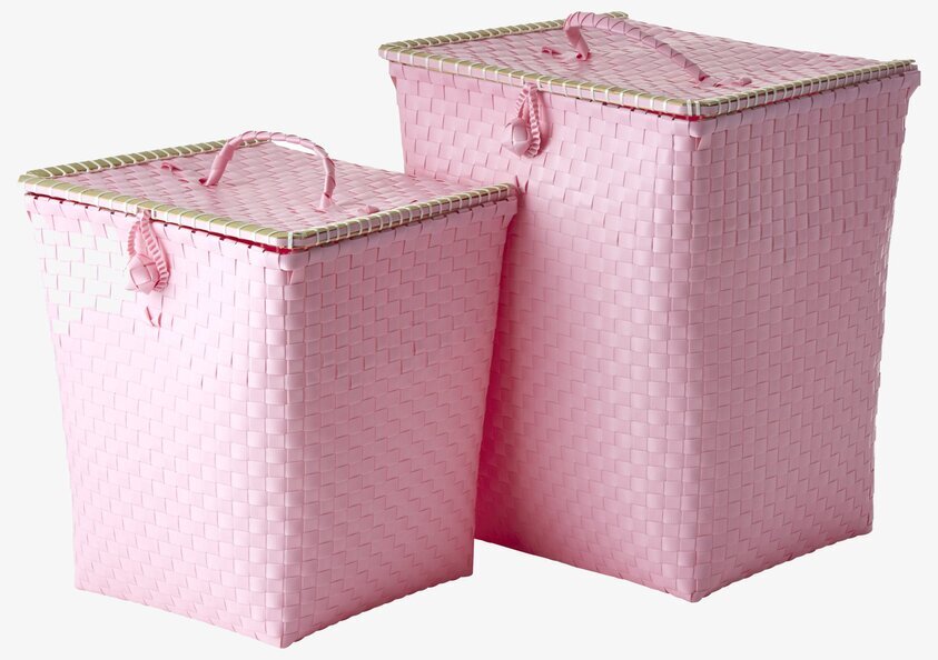 Tvättkorg Soft Pink från Rice i två storlekar, rosa färg
