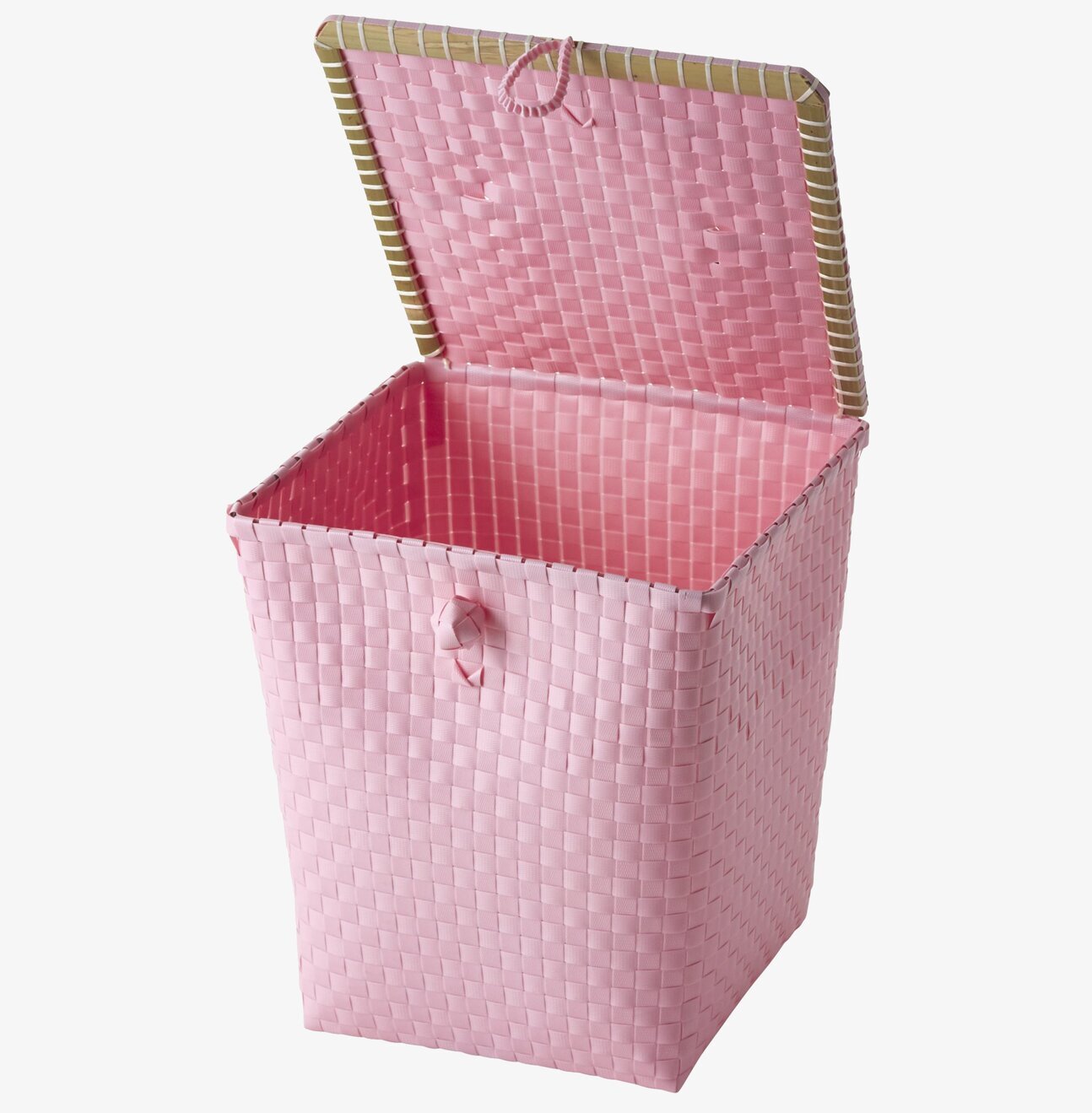 Tvättkorg Soft Pink från Rice med öppet lock i rosa plast