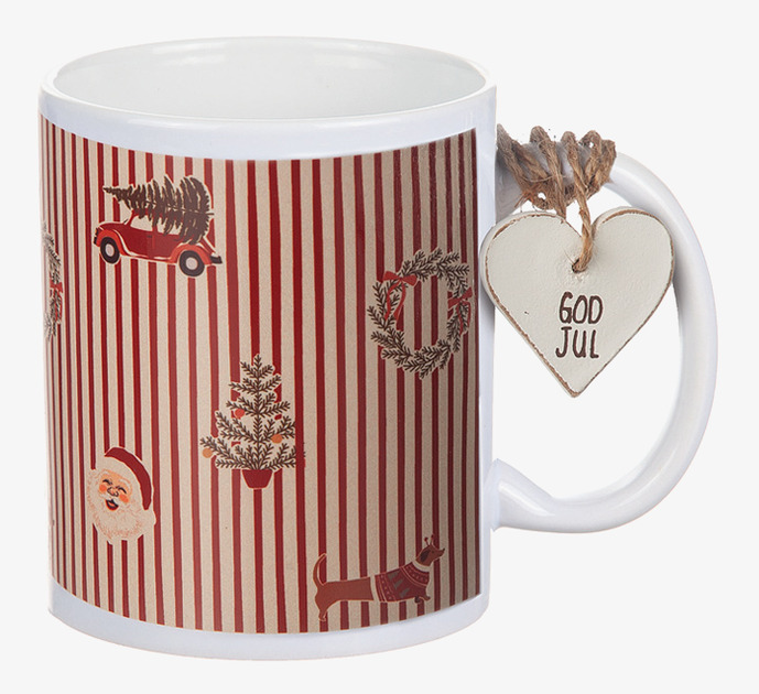Mugg Randig Röd God Jul Different Design Muggar/koppar i porslin, keramik, papper eller biologiskt material organiskt