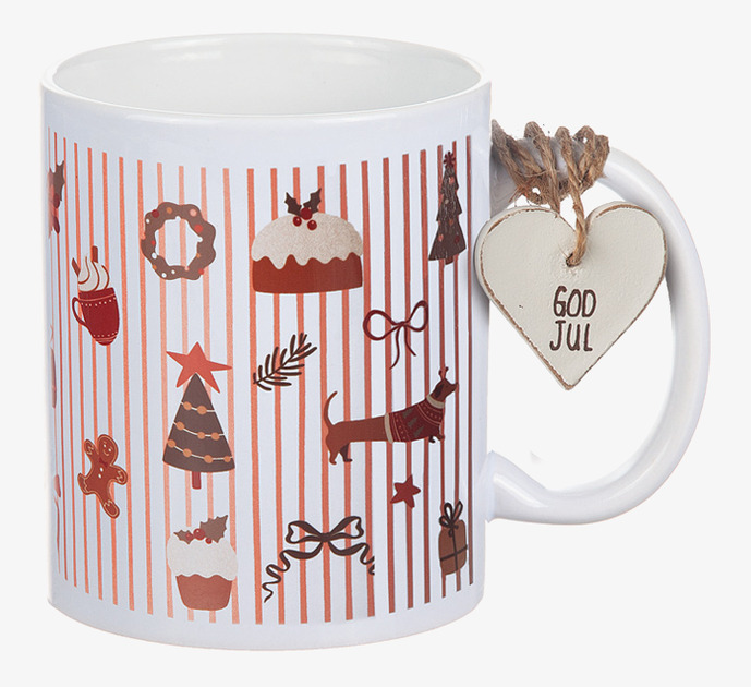 Mugg Randig Vit God Jul Different Design Muggar/koppar i porslin, keramik, papper eller biologiskt material organiskt