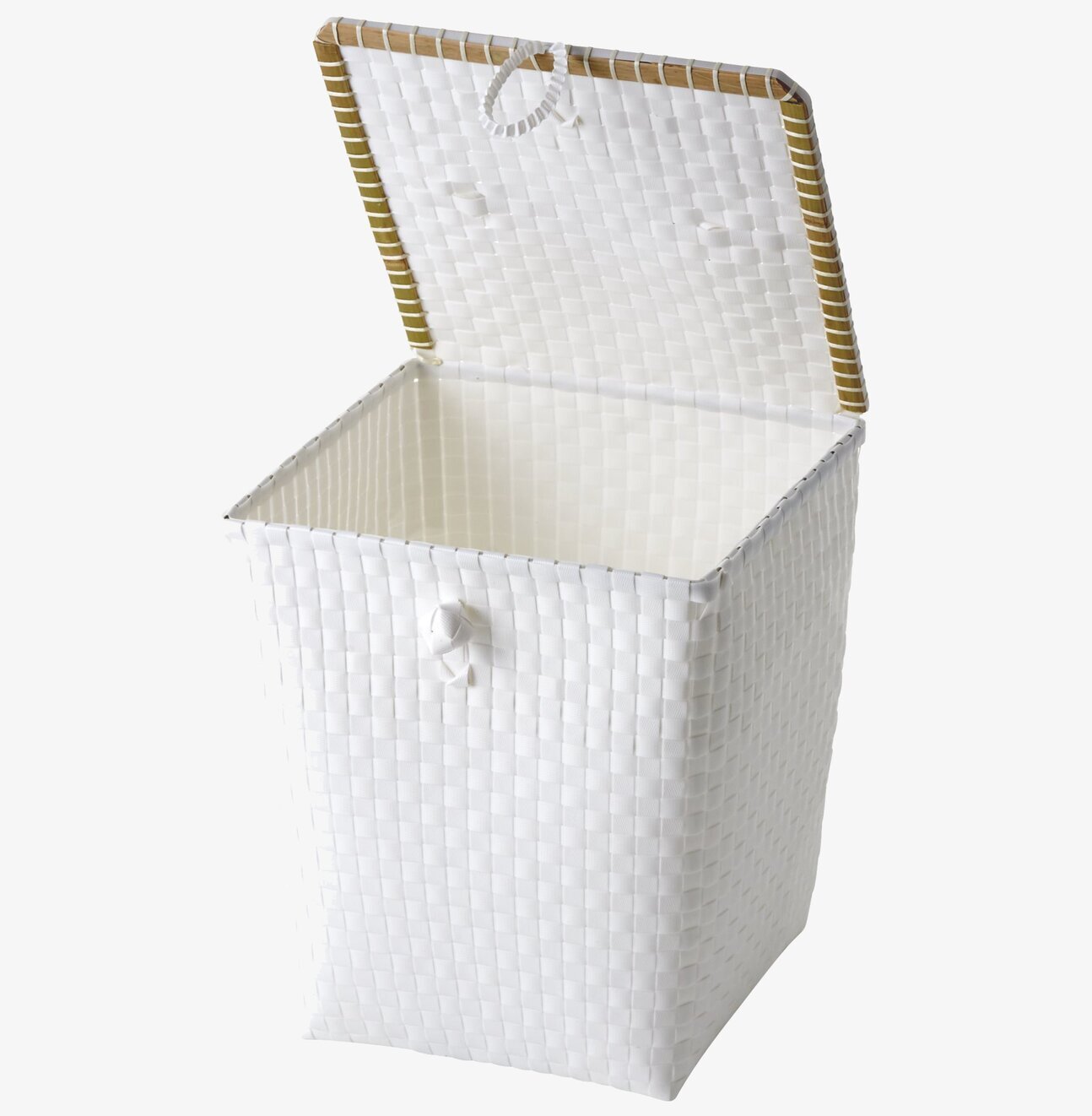 Tvättkorg Vit från Rice med vävt mönster och lock