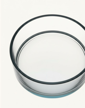 Foto: Rund glasskål i klart glas mot ljus bakgrund