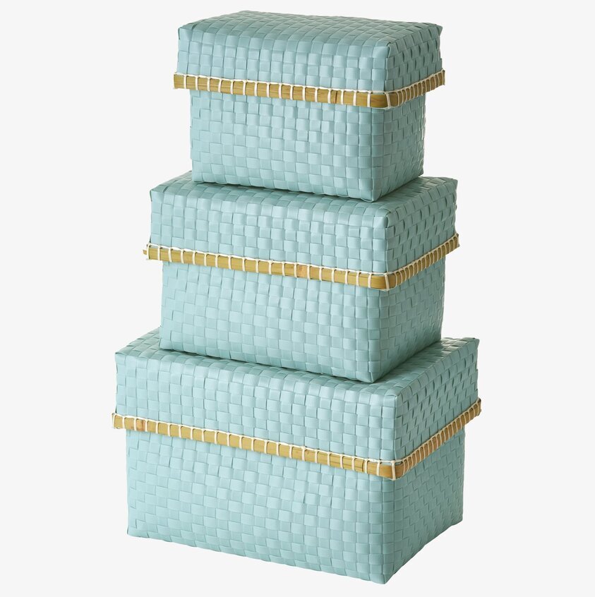 Förvaringsbox Mint från Rice i tre stapelbara storlekar