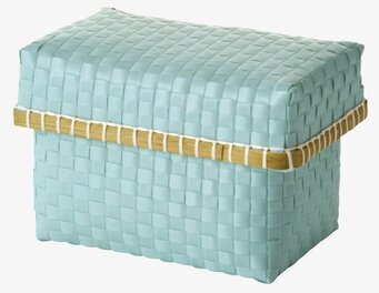 Förvaringsbox Mint från Rice med plastvävd design och lock