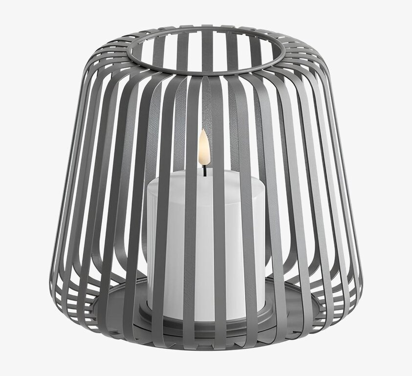 Lanterna Grå LED 20x17cm Deluxe Homeart Lanternor Stearinljus batteridrivna