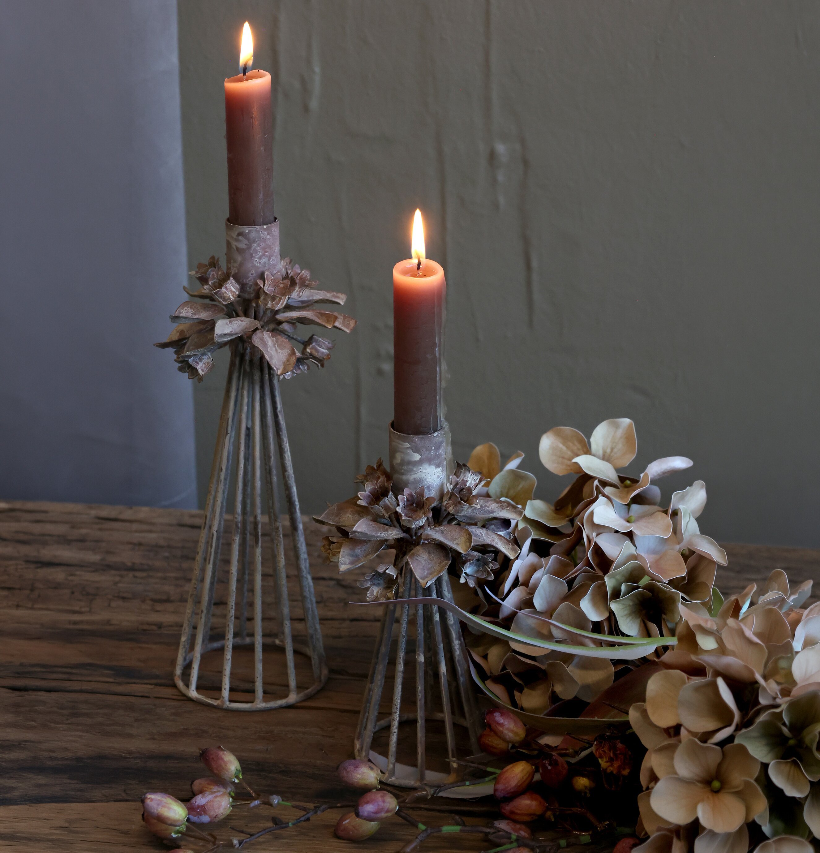 Ljusstake Blomsterdekor Hög Låg Chic Antique Ljusstakar Adventsstakar Ljushållare Ljushyllor