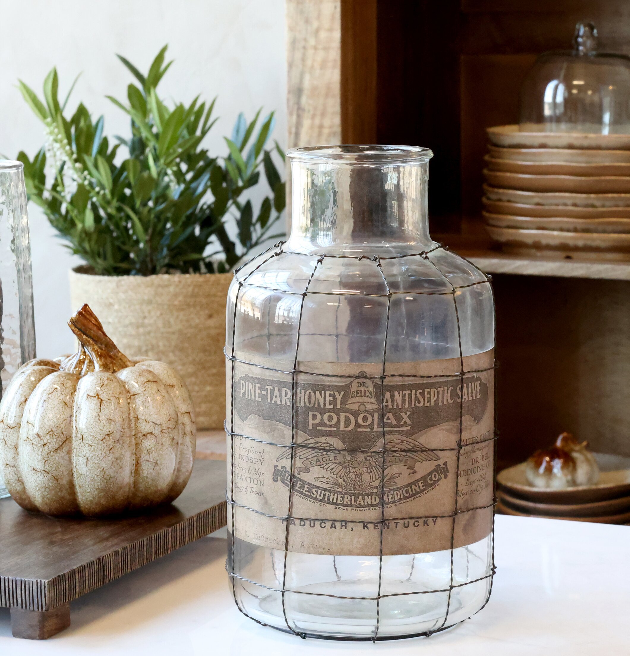 Glasflaska Gl Fransk Med Nät Chic Antique för inredning