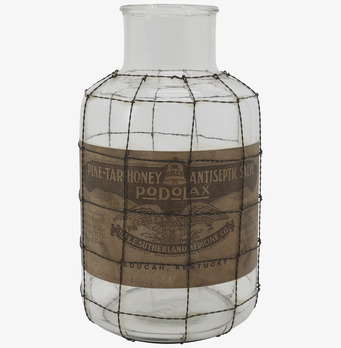 Glasflaska Gl Fransk Med Nät Chic Antique för inredning