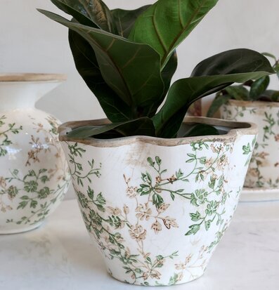 Kruka Keramik Grenblad - L Chic Antique Krukor Örtkrukor Glaskrukor