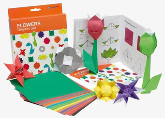 Origami Blommor från Worldwide co med papper och instruktioner