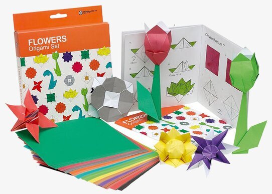 Origami Blommor från Worldwide co med papper och instruktioner