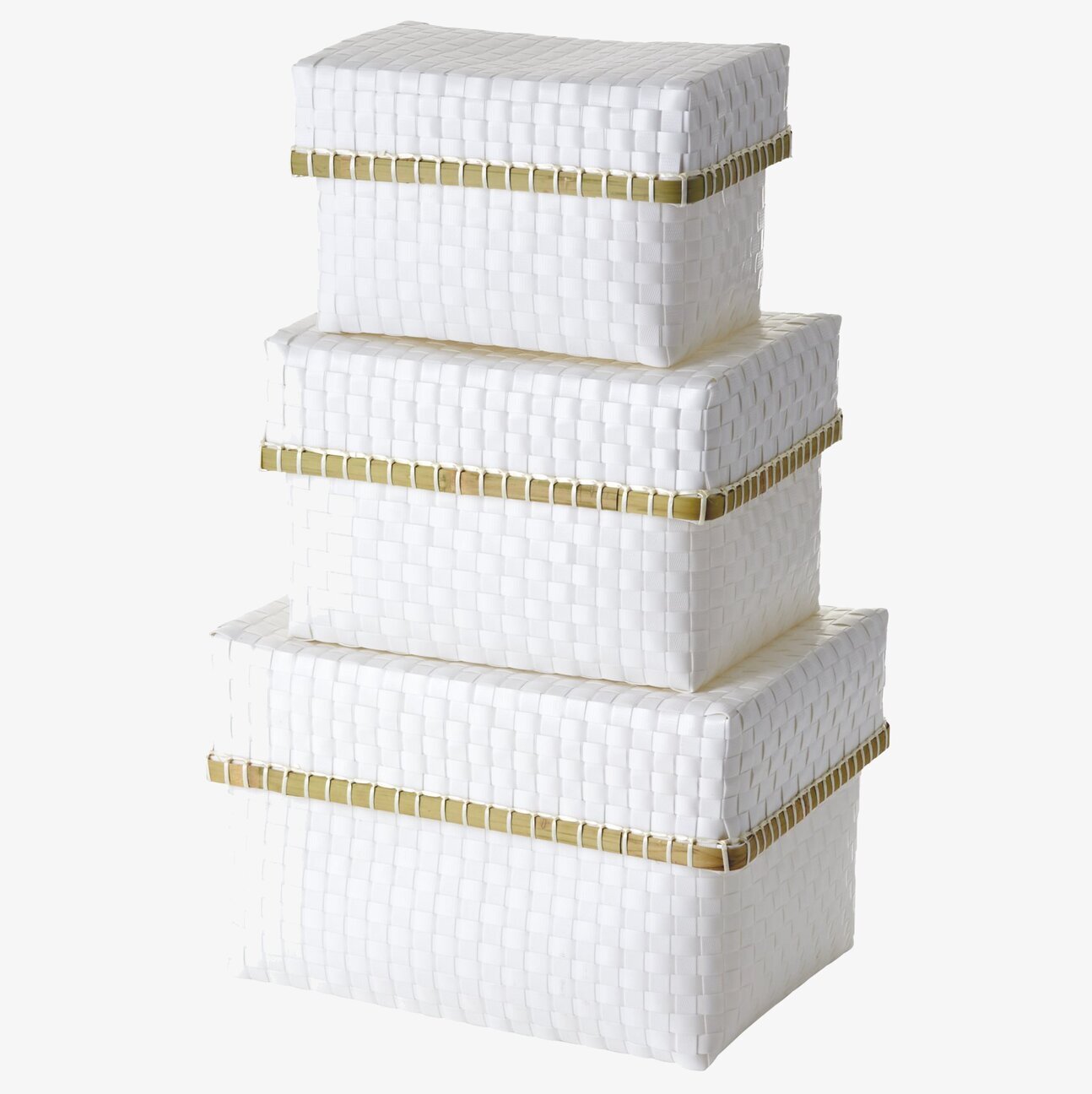 Förvaringsbox Vit från Rice, stapel med tre boxar