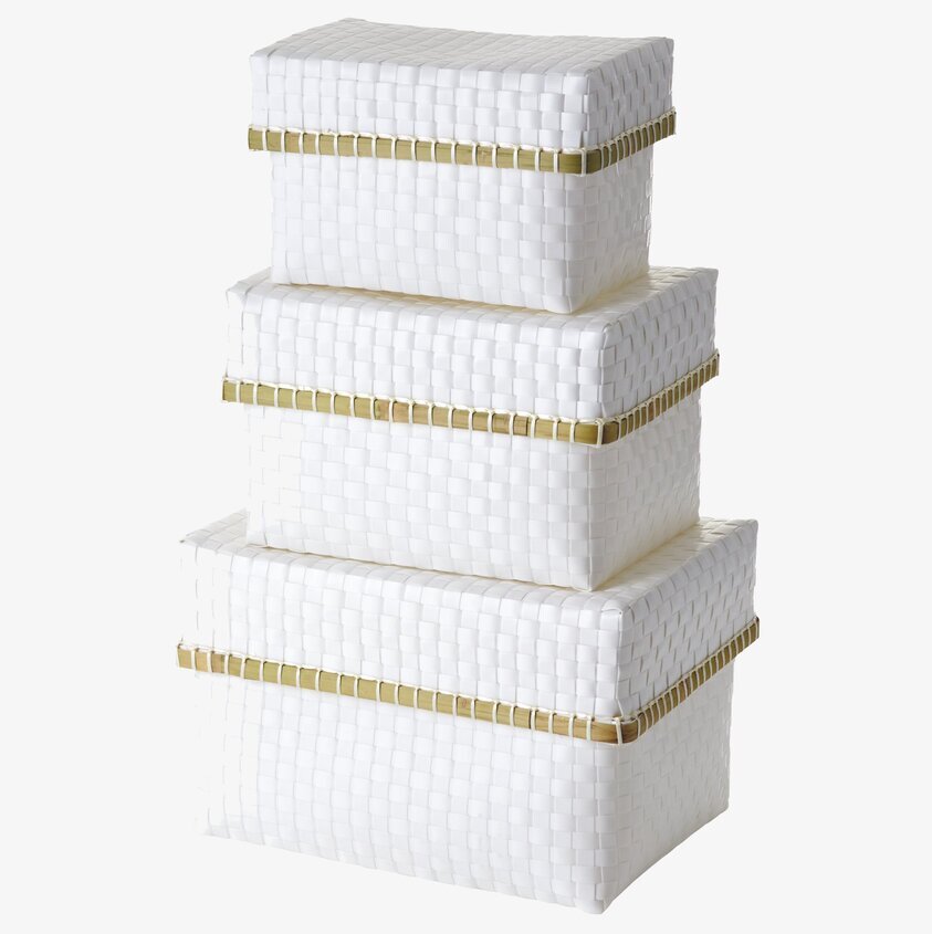 Förvaringsbox Vit från Rice, stapel med tre boxar