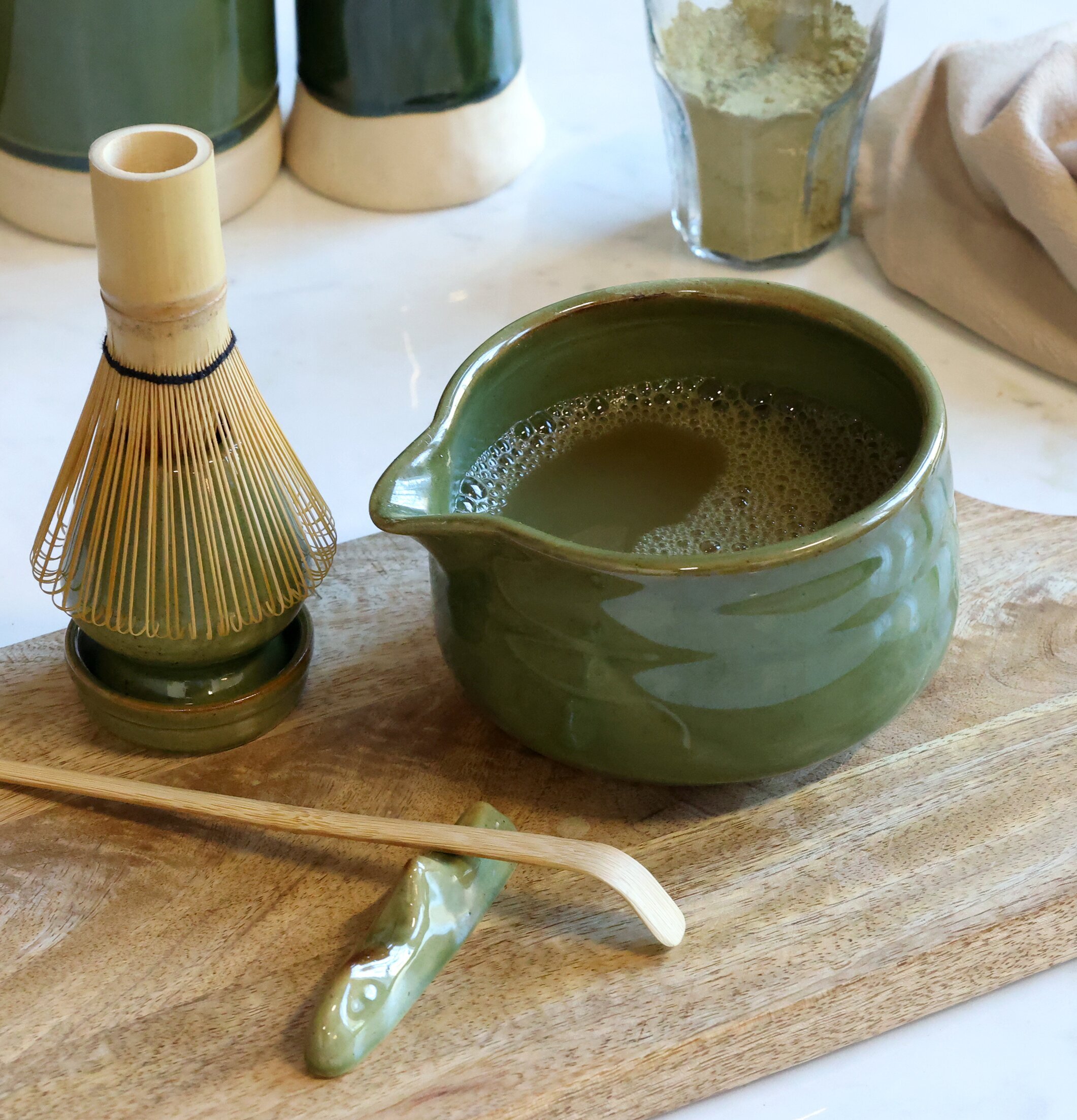 Matcha Set Grön Chic Antique Muggar/koppar i porslin, keramik, papper eller biologiskt material organiskt ekologiskt Termomuggar