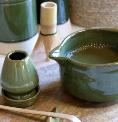 Matcha Set Grön Chic Antique Muggar/koppar i porslin, keramik, papper eller biologiskt material organiskt ekologiskt Termomuggar