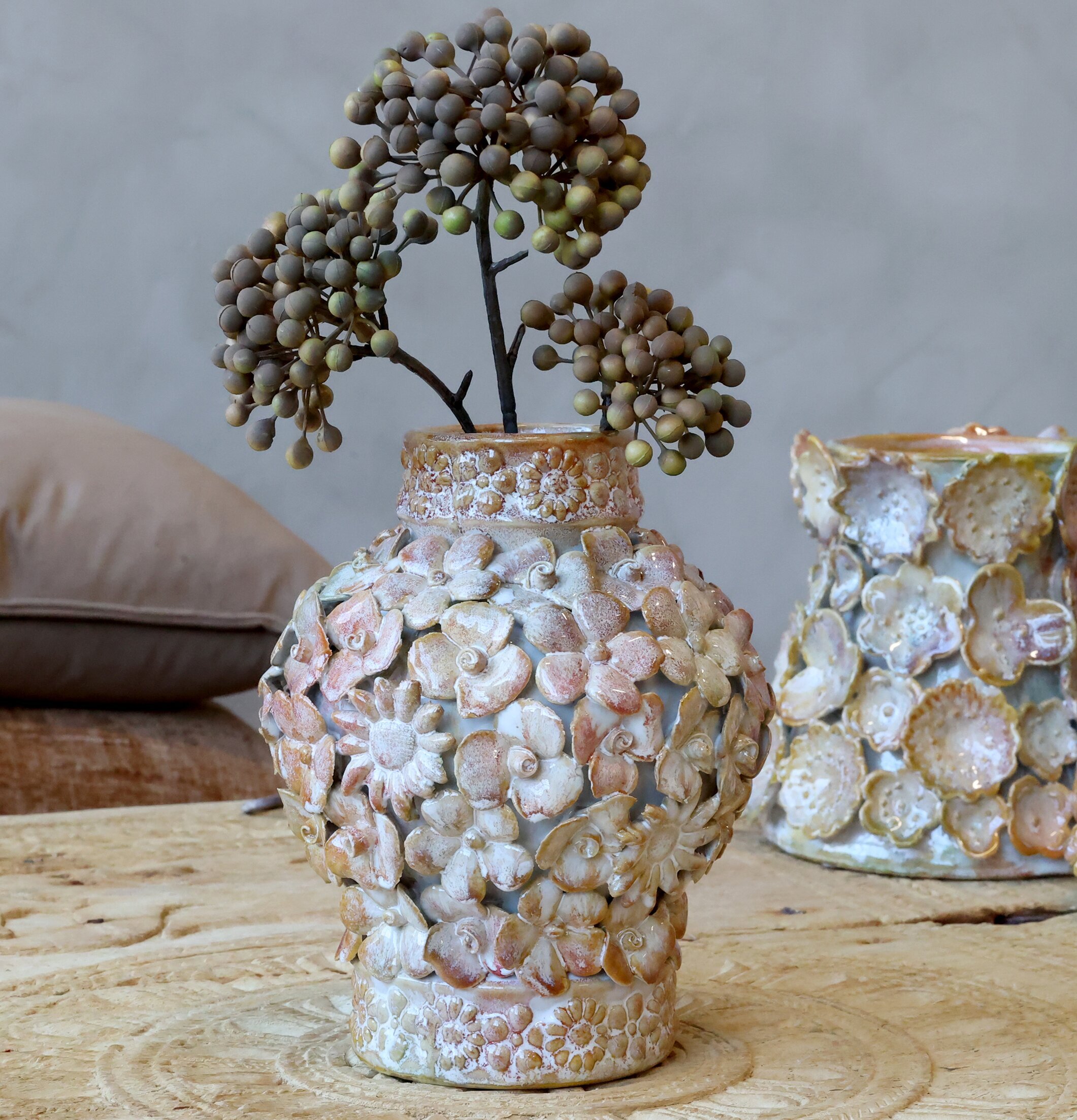 Vas Med Blomdekor Chic Antique Vaser