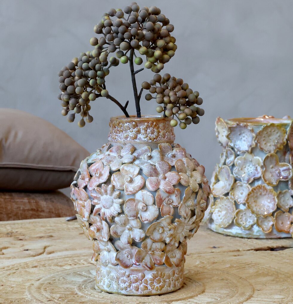 Vas Med Blomdekor Chic Antique Vaser