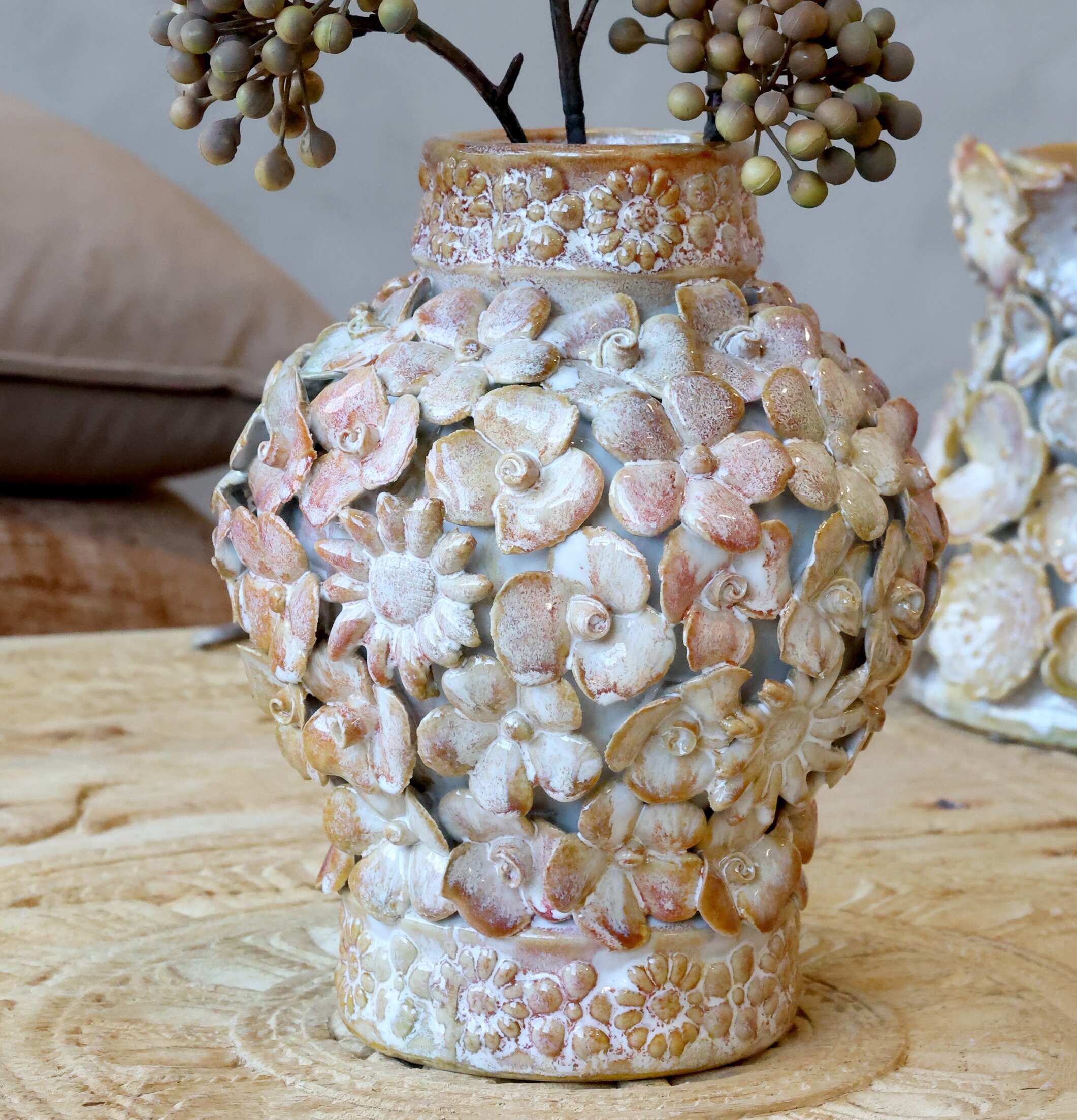 Vas Med Blomdekor Chic Antique Vaser