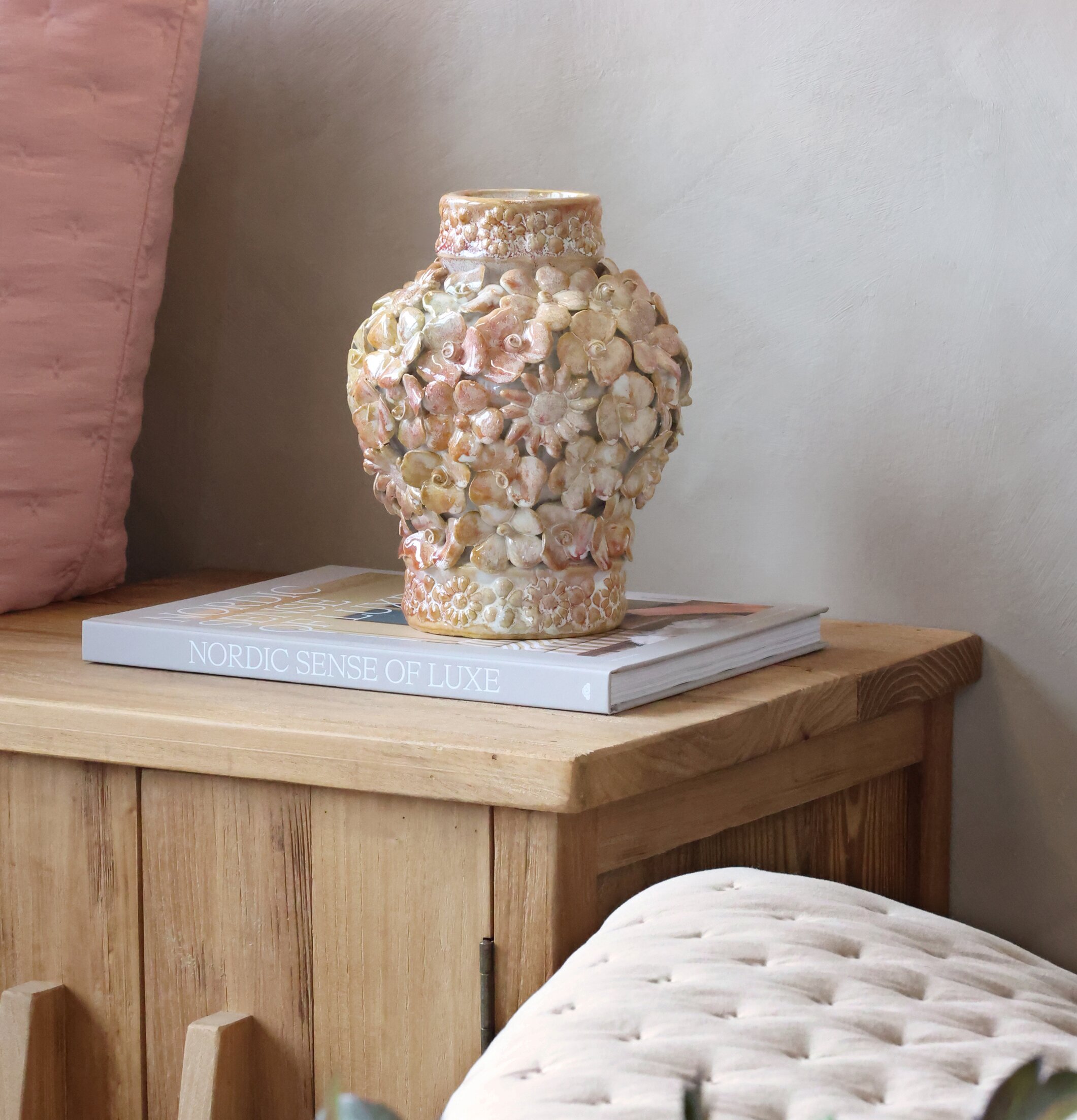 Vas Med Blomdekor Chic Antique Vaser