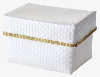 Förvaringsbox Vit från Rice med vävt mönster och gulddetalj