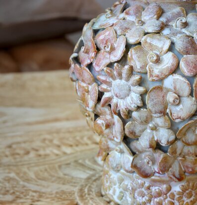 Vas Med Blomdekor Chic Antique Vaser