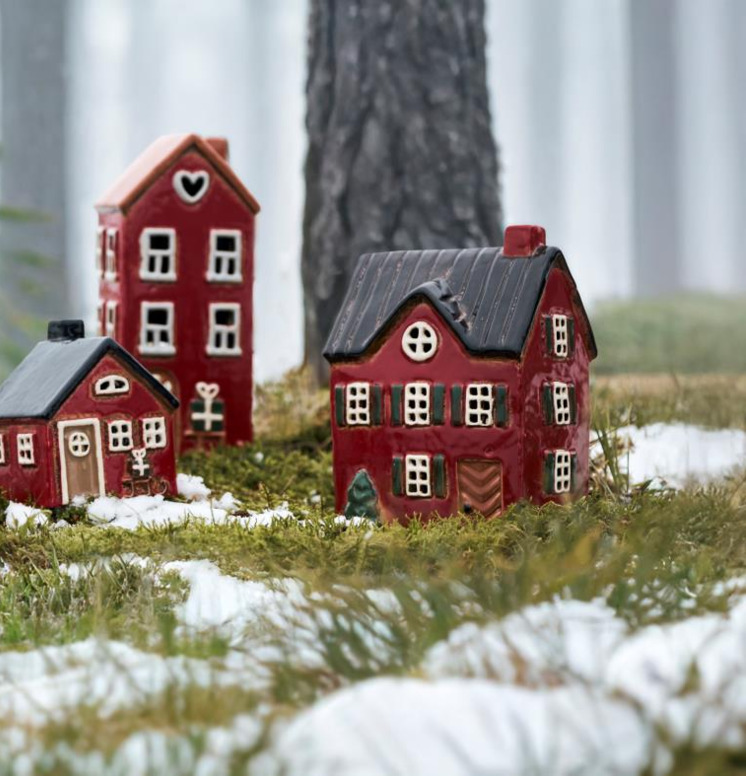 Ljuslykta Hus Släde Röd Julklapp IB Laursen Lyktor Endless Light Ljuslyktor