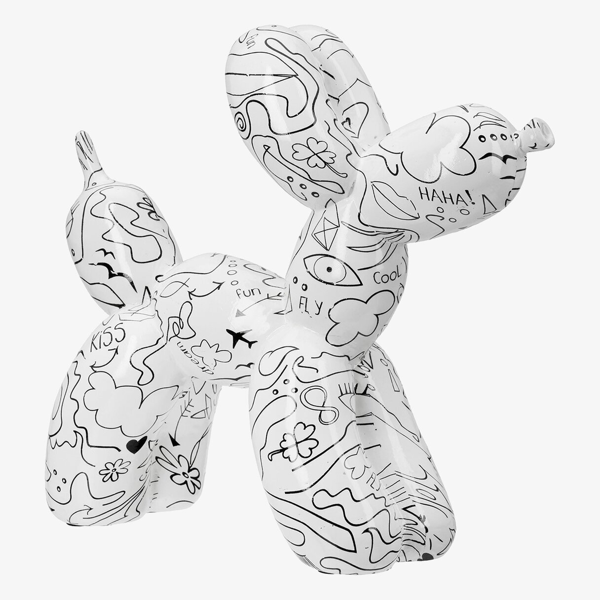 Figur Ballonghund Line Art Vit Gilde Statyer, statyetter, figuriner för inomhusbruk eller altaner Ballerinor