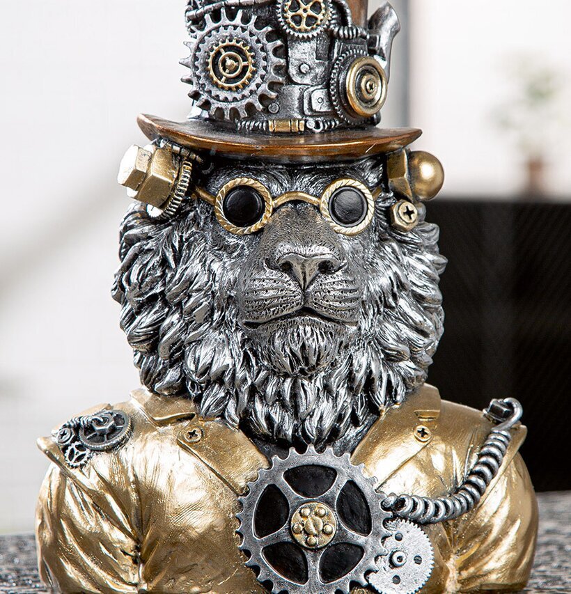 Byst Lejon Steampunk Silver Guld Gilde Byster
