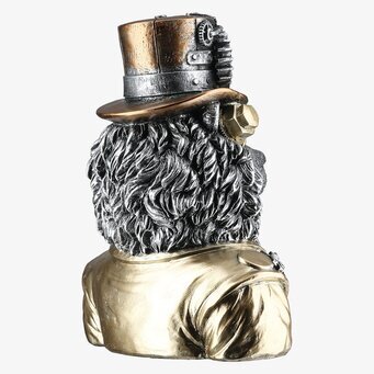 Foto: Steampunk lejonbyst i silver och guldtoner