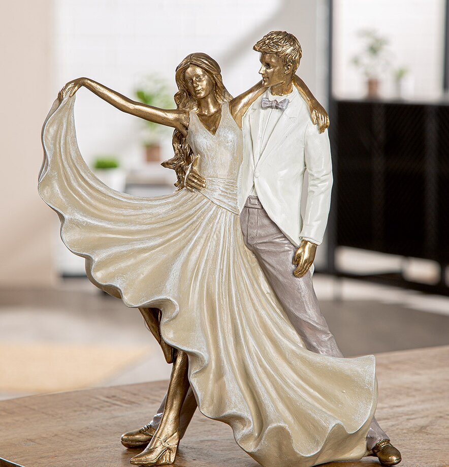Figur Dansande Par Salsa Guld Beige Gilde Statyer, statyetter, figuriner för inomhusbruk eller altaner Ballerinor