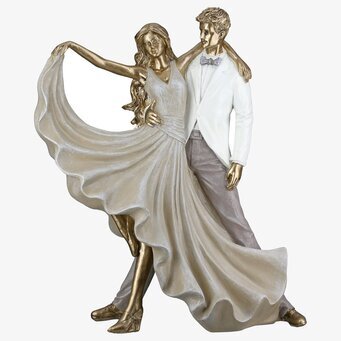 Bild på dansande par i salsa – guld och beige figur