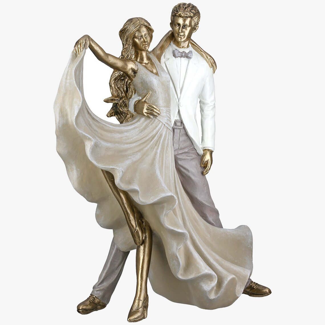 Figur Dansande Par Salsa Guld Beige Gilde Statyer, statyetter, figuriner för inomhusbruk eller altaner Ballerinor