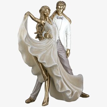 Foto: Dansande par i guld och beige dekorationsfigur