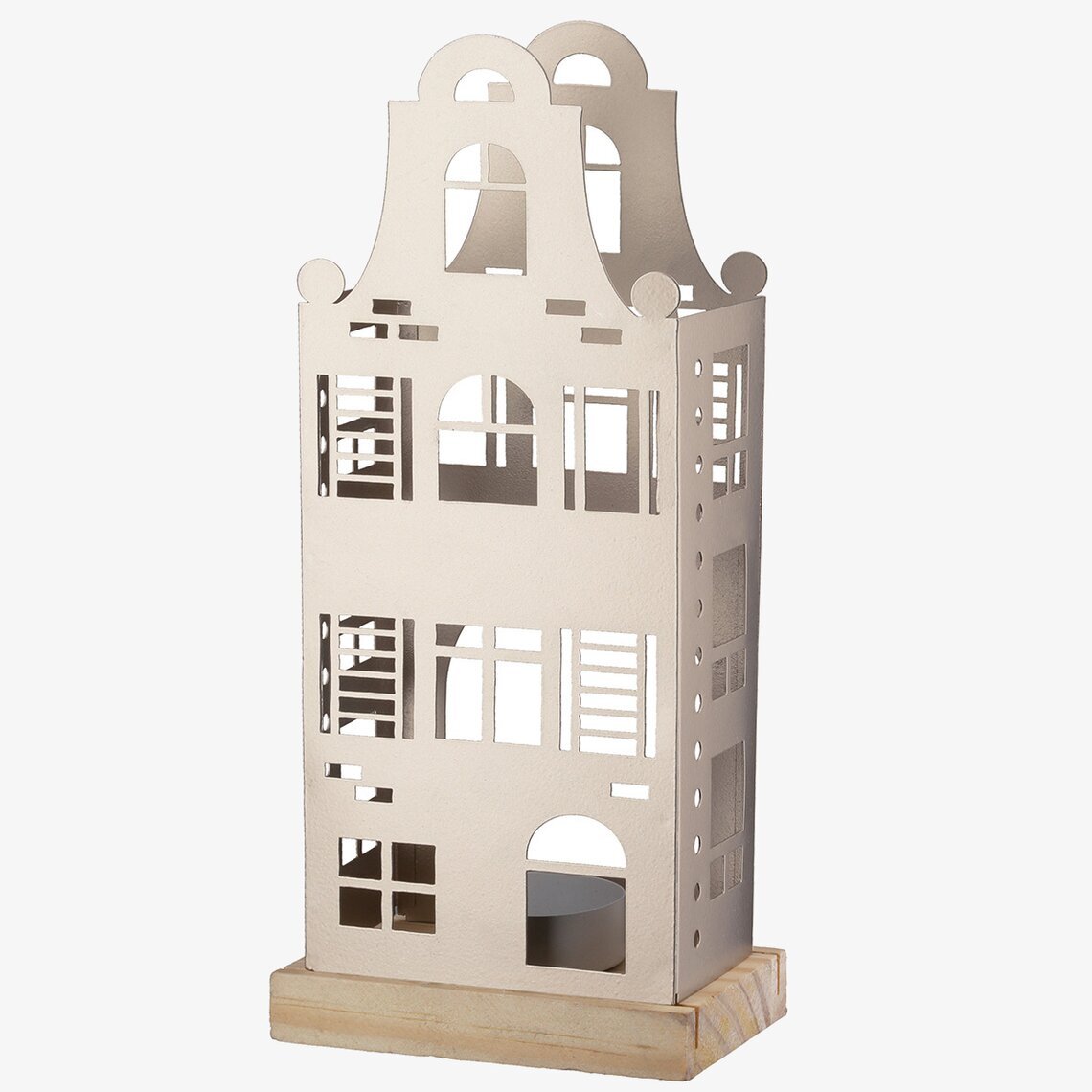 Ljuslykta Hus Rundad Gavel Metall Champagne Gilde Lyktor Endless Light Ljuslyktor