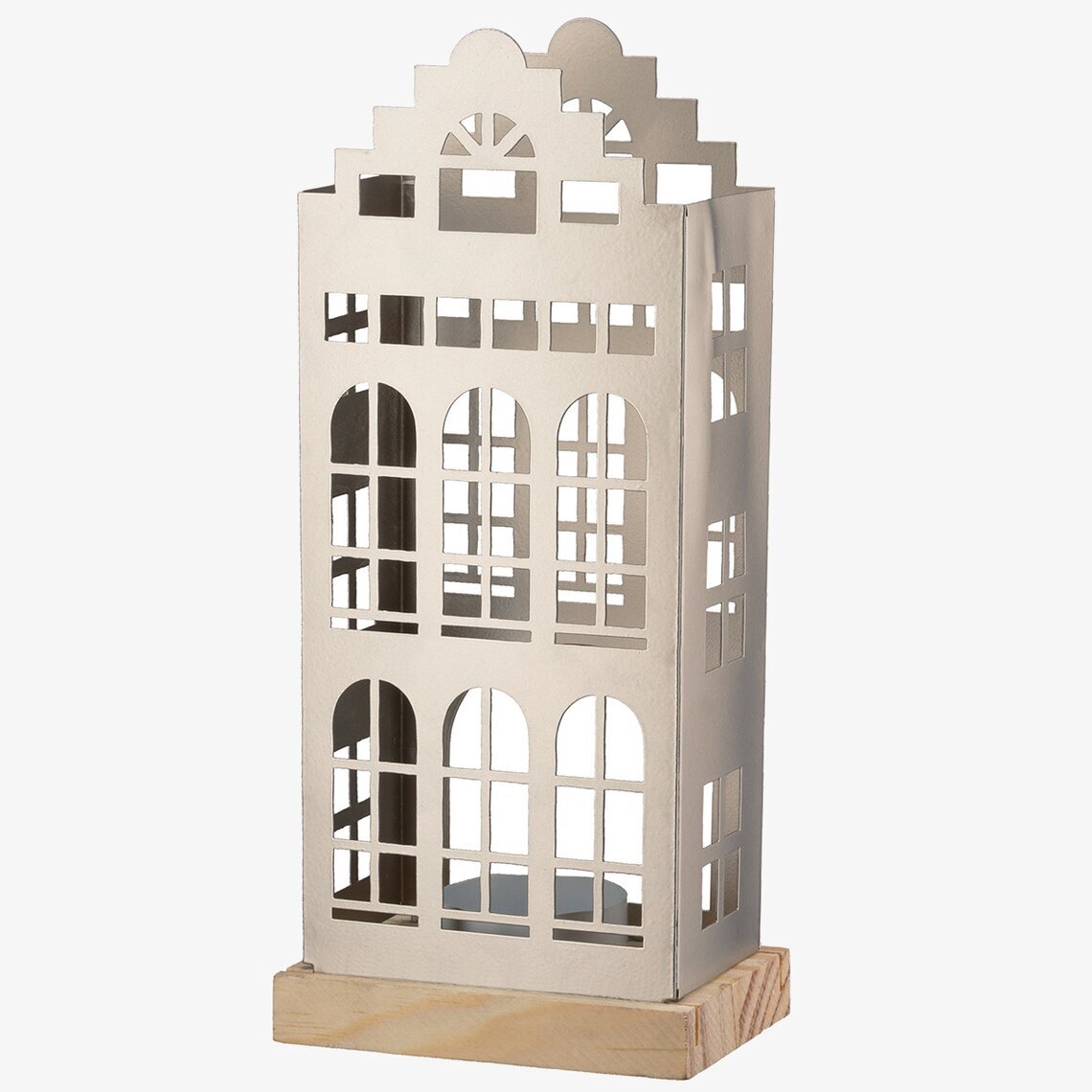 Ljuslykta Hus Trappgavel Metall Champagne Gilde Lyktor Endless Light Ljuslyktor