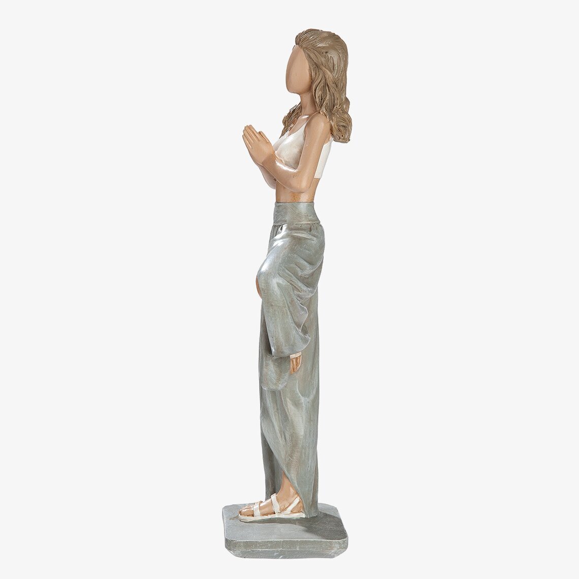 Figur Kvinna Yoga Hannah Grå Vit Gilde Statyer, statyetter, figuriner för inomhusbruk eller altaner Ballerinor