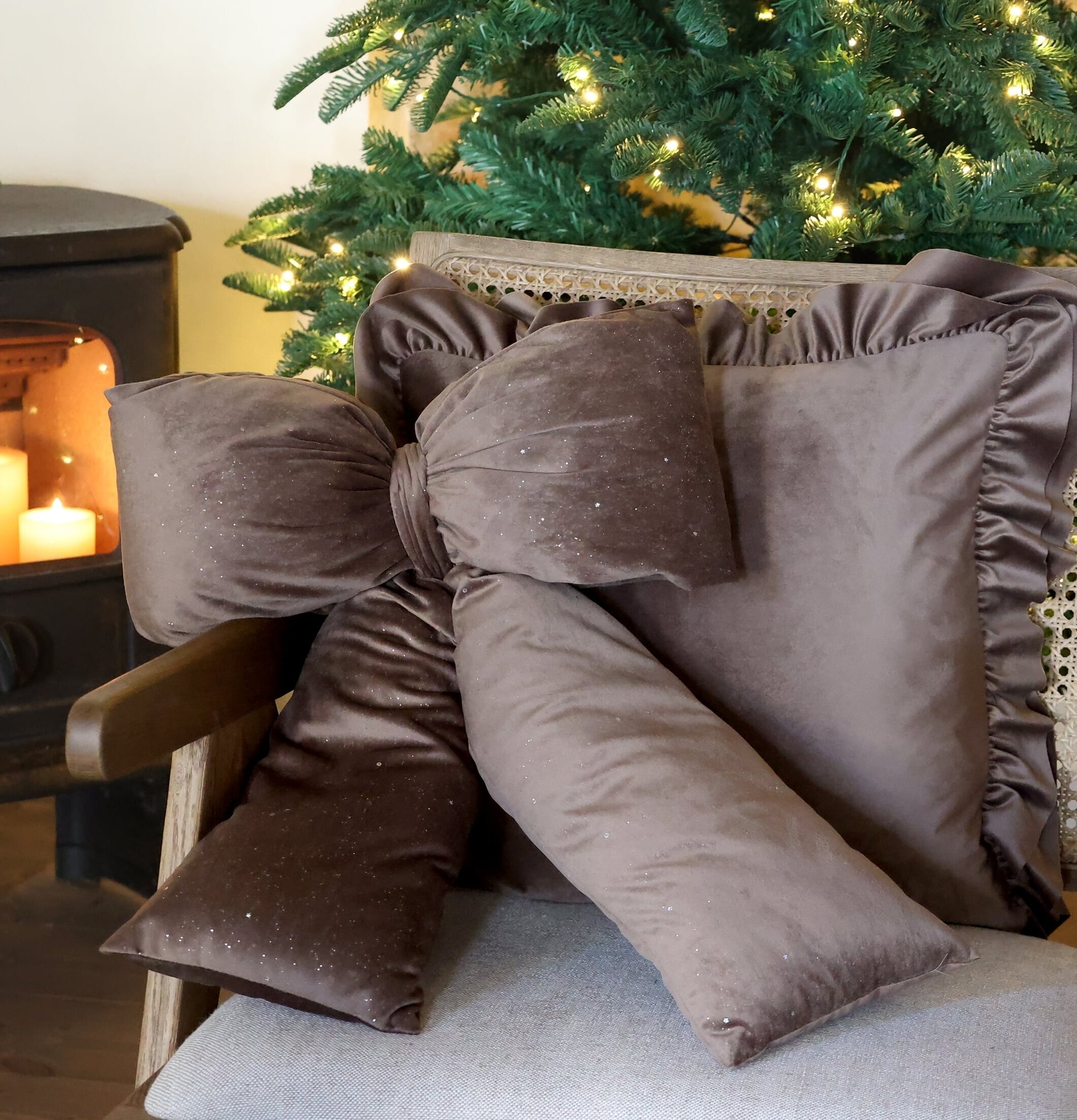 Rosett Sammet med Glitter Mocca Chic Antique Övrig prydnad/dekoration för inredning innemiljö