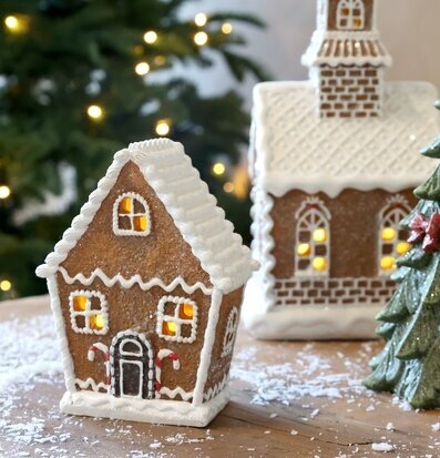 Noël Pepparkakshus LED Mocca 12,5 cm Chic Antique Övrig prydnad/dekoration för inredning innemiljö