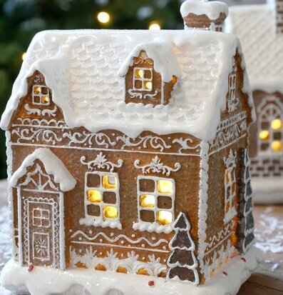 Noël Pepparkakshus LED Mocca 17 cm Chic Antique Övrig prydnad/dekoration för inredning innemiljö