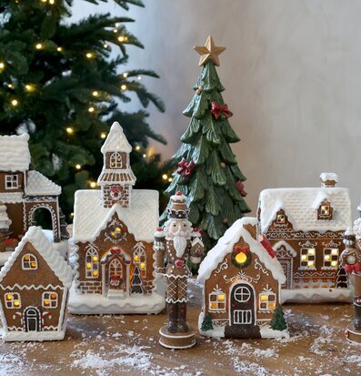 Noël Pepparkakshus LED Mocca 17 cm Chic Antique Övrig prydnad/dekoration för inredning innemiljö