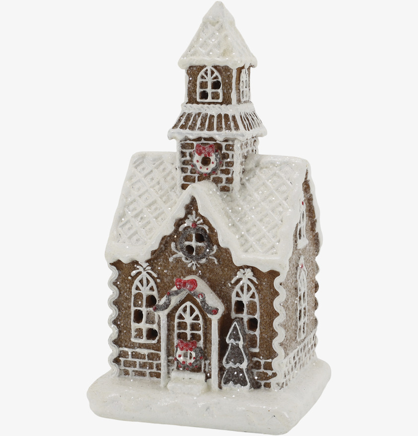 Noël Pepparkakskyrka LED Mocca 23 cm Chic Antique Övrig prydnad/dekoration för inredning innemiljö