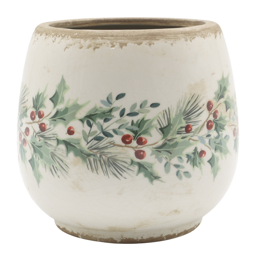 Ytterkruka Järnek Creme 16,5 cm Chic Antique Krukor Örtkrukor Glaskrukor