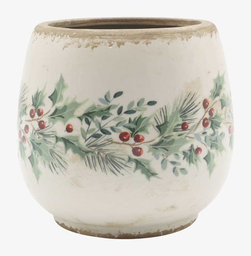 Ytterkruka Järnek Creme 16,5 cm Chic Antique Krukor Örtkrukor Glaskrukor