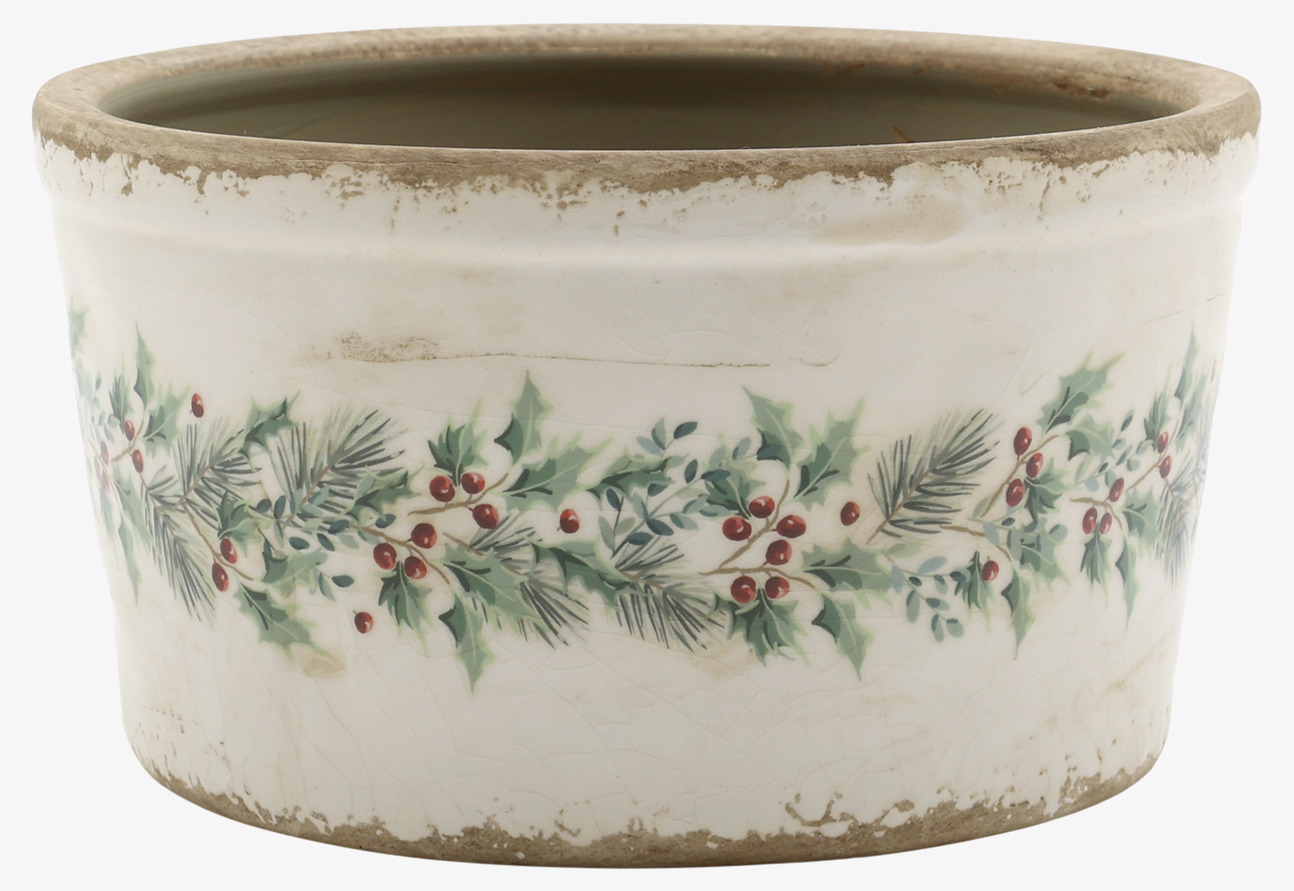 Låg Kruka Järnek Creme Ø16,5 cm Chic Antique Krukor Örtkrukor Glaskrukor