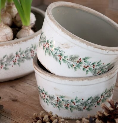 Låg Kruka Järnek Creme Ø16,5 cm Chic Antique Krukor Örtkrukor Glaskrukor
