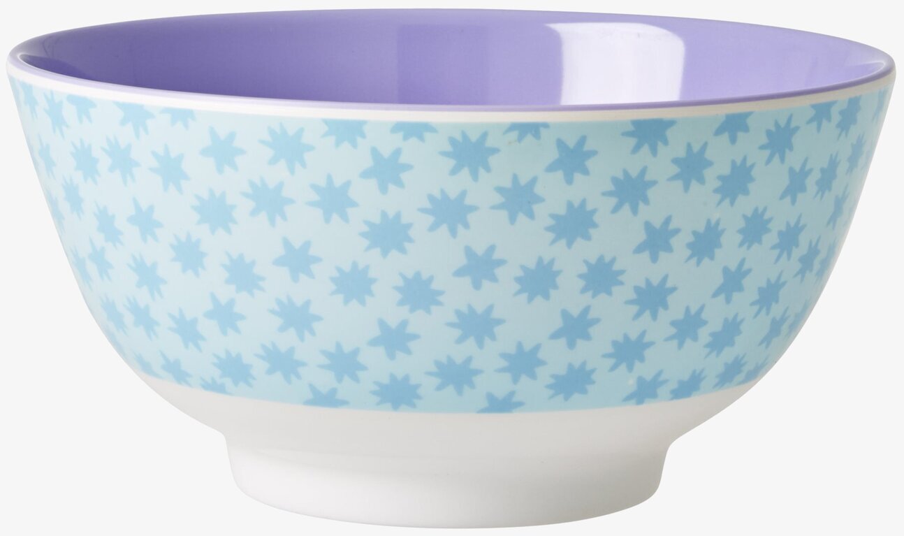 Skål Stardust Print från Rice med ljusblå stjärnor och lila insida