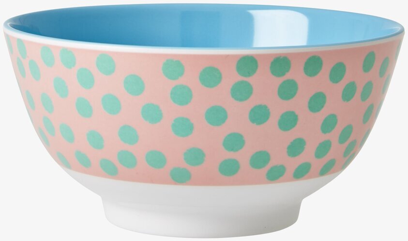 Skål Dot Print från Rice med gröna prickar på rosa bakgrund